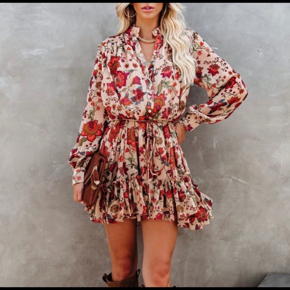 Vici Time After Time Floral Button Down Dress
